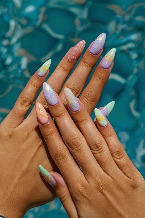 Elevate your summer style with these dreamy almond summer nail ideas! Imagine vibrant hues swirling together on perfectly shaped almond nails, capturing the essence of sunny days and carefree vibes. From soft pastels to bold neons, each design is a reflection of summer's playful spirit. Treat yourself to a manicure that not only complements your look but also adds a splash of joy to your season! #SummerNailIdeas #AlmondNails #NailArt #SummerVibes Summer Nail Ideas, Summer Nail, Brighten Your Day, Almond Nails, Soft Pastel, Treat Yourself, Nail Ideas, Summer Style, Summer Nails