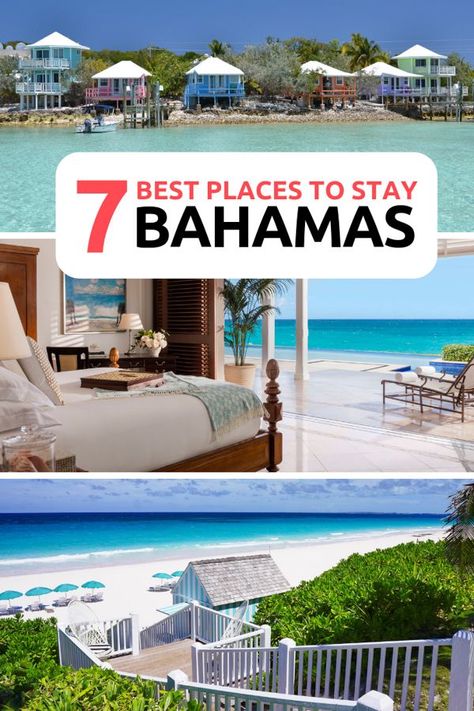 Best place to stay in Bahamas: Our 7 best hotels in Bahamas to choose for your perfect Bahamas Vacation. From the Exumas to the Abacos checkout our selection of the best Bahamas Luxury Resorts. Including the Dunmore on Harbour Island, The Cove Atlantis and the Staniel Cay Yacht Club at Staniel Cay and close to the famous Bahamas Pigs. Looking for Bahamas Accommodation or Bahamas where to stay? #BahamasVacation #Bahamas #ParadiseIsland #BahamasHotel #BahamasResort Bahamas Hotels, Bahamas Travel Guide, Bahamas Nassau, Island Caribbean, Bahamas Honeymoon, Bahamas Resorts, Eleuthera Bahamas, Exuma Bahamas, Caribbean Vacation