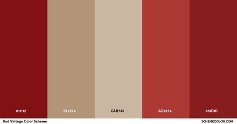 Red Vintage Color Scheme » Brown » SchemeColor.com Red And Brown Color Palette, Red White Brown Color Palette, Red Color Pallete Aesthetic, Brown And Red Colour Palette, Red And Brown Aesthetic, Brown Beige Red Color Palette, Brown Room Decor, Brown Room, Vintage Color Schemes