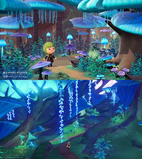 Alex Of Fodlan, Forest Acnh, Fairy Island, Cottagecore Ideas, Lost Stars, Animal Crossing Funny, Dark Tree, Mushroom Forest, Animal Crossing Wild World