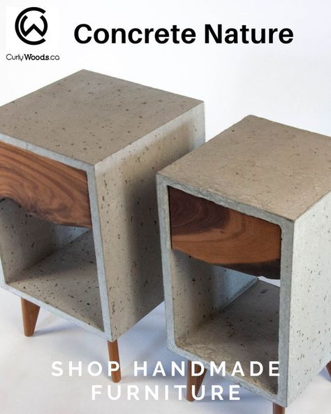 Pin on Q2 Ads Wood Bed Side Table, Cement Furniture, Unique Wood Furniture, Concrete And Wood, Wood And Concrete, Concrete Diy Projects, Side Table Decor, Diy Nightstand, Concrete Furniture