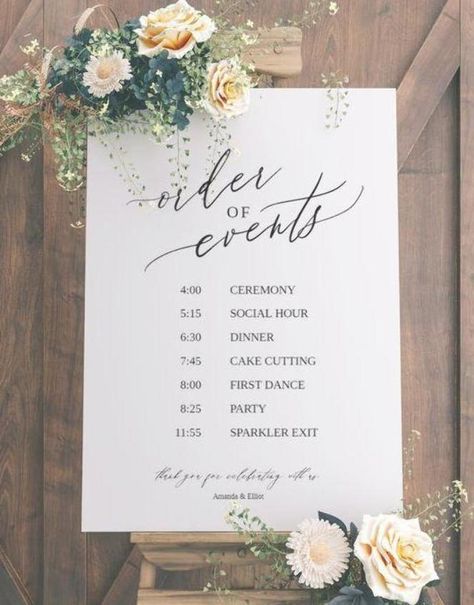 Order of events Wedding sign template, Wedding timeline sign, Printable wedding itinerary sign, Temp Wedding Itinerary Sign, Order Of Events Wedding Sign, Order Of Events Wedding, Wedding Timeline Sign, Wedding Agenda, Wedding Order Of Events, Different Wedding Ideas, Plaza Wedding, Order Of Events