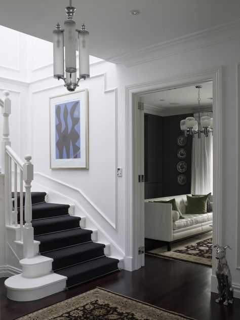 Greg Natale | Sydney based architects and interior designers Foyer Architecture, Dark Floorboards, Foyer Interior, Wainscoting Staircase, Wainscoting Height, Wainscoting Hallway, Wainscoting Stairs, Wainscoting Kitchen, Faux Wainscoting