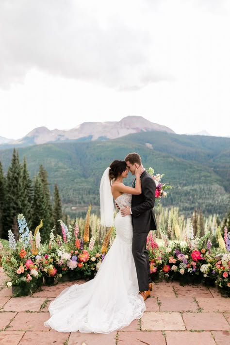 Adela Flora made my Pinterest dreams come true with our ceremony ground arch, ribbons in my bouquet, the boutonnieres, and table arrangements. The color choice, shape, structure, and variety were nothing short of magical. Mountaintop Wedding, Floral Arch Wedding, Mountain Top Wedding, Wedding Ceremony Arch, Mountain Wedding Colorado, Mountain Bride, Wedding Ceremony Flowers, Floral Arrangements Wedding, Floral Inspiration