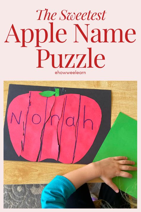 Make a cute little apple craft this Fall and practice your child's name as you do! Such a sweet name activity for preschoolers Kindergarten At Home, Preschool September, Apple Theme Activities, Name Activity, Teaching Letter Recognition, Preschool Names, Activity For Preschoolers, Letter Recognition Activities, Name Practice