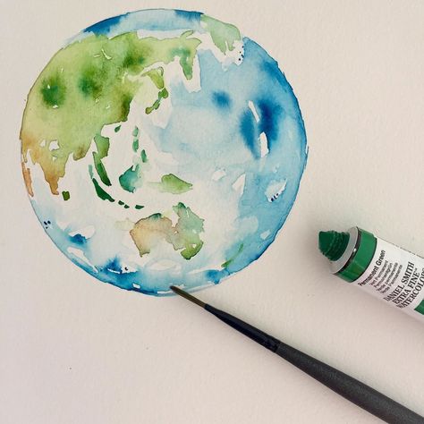 Earth Watercolor, Earth Illustration, Pale Blue Dot, Earth Map, Watercolour Inspiration, Illustration Graphic, Travel Illustration, Travel Wanderlust, Literally Me