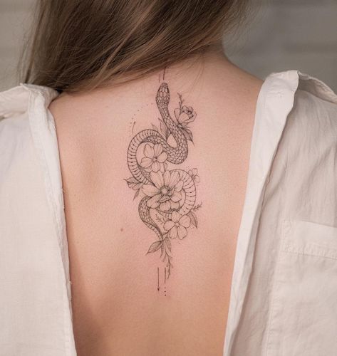 Snake And Flowers Tattoo, Snake And Flowers, Underboob Tattoo Designs, Tattoo Snake, Rib Tattoos For Women, Celestial Elements, Serpent Tattoo, Anklet Tattoos, Snake Tattoo Design