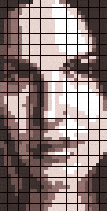 Alpha pattern #122236 | BraceletBook Lana Del Rey Grid Pattern, Lana Del Rey Alpha Pattern, Face Alpha Pattern, Perler Portrait, Pixel Art Ideas Creative, Singer Portrait, Hamma Beads Ideas, Portrait Face, Easy Pixel Art