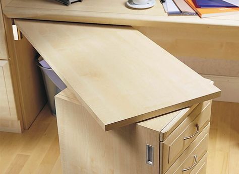 Slide Out Desk, Expandable Desk, Desk Spaces, Hidden Desk, Fold Out Desk, Mobile Desk, Folding Desk, Office Inspo, Study Bedroom