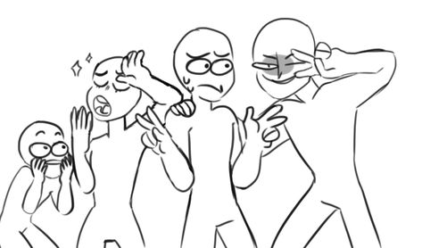 4 People Friend Group Drawing, Friendgroup Drawing Reference 4, 4 People Poses Drawing, Draw The Squad 4 People, Drawing Meme, Draw The Squad, Chat With Friends, Drawings Of Friends, Drawing Templates