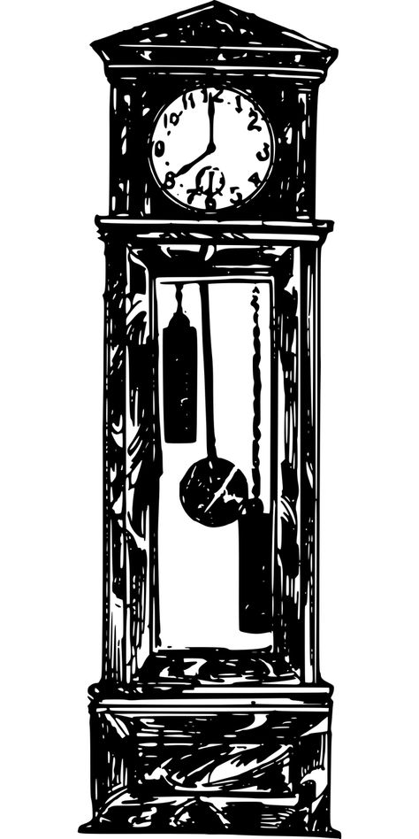 Clock Outline, Wall Clock With Pendulum, Clock Drawing, Clock Drawings, Old Clock, Pendulum Wall Clock, Pendulum Clock, Outline Drawing, Old Clocks