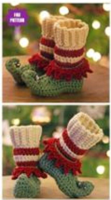 Crochet Elf Slippers, Slippers Crochet Pattern, Crochet Elf, Elf Slippers, Crochet Bat, Slippers Crochet, Crochet Xmas, Crochet Booties, Crochet Socks