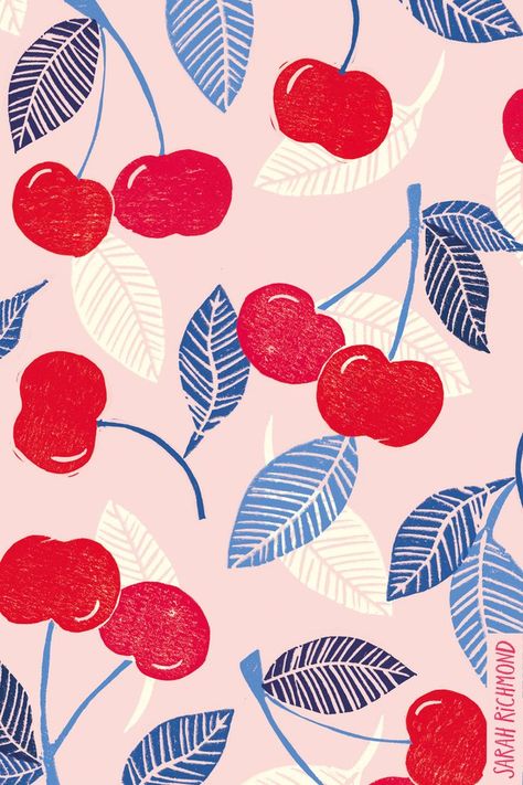 Pretty Pink Background, Cherry Plant, Drawing Borders, Surface Pattern Design Inspiration, Sublimacion Ideas, Christmas Advent Calendar Diy, Food Illustration Art, Pattern Design Inspiration, Vintage Pattern Design