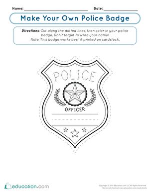 How to Make a Police Badge | Activity | Education.com Community Helpers Police Officer, Police Officer Crafts, Community Helpers Police, Community Helpers Week, Community Helper Lesson, Police Crafts, Community Helpers Preschool Activities, Police Officer Badge, Community Helpers Unit