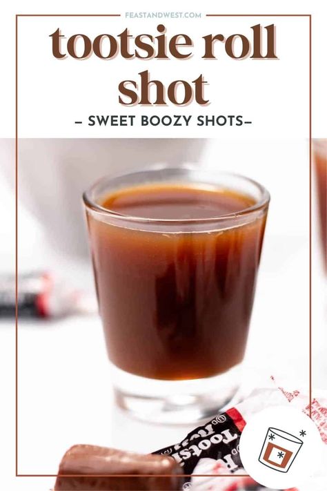 The Tootsie Roll Shot is full of nostalgia and fun! This two-ingredient shot recipe is made with two surprising ingredients that taste just like the candy when combined. Shake up a round for your next party! Buttershots Shots, Tootsie Roll Shot Recipe, 2 Ingredient Shots, Scooby Doo Shot, Easy Shots To Make, Tootsie Roll Shot, Scooby Snack Shot, Alcohol Candy, Bourbon Apple Cider