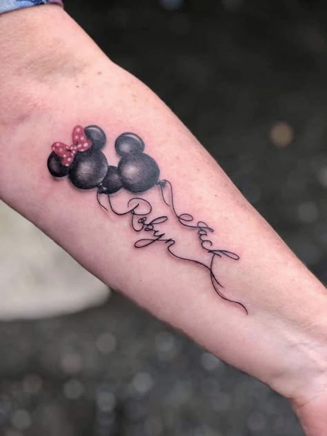 Disney Tattoos Mickey, Kid Tattoos For Moms, Minion Tattoo, Mickey And Minnie Tattoos, Minnie Tattoo, Mickey Tattoo, Disney Tattoo Ideas, Couple Disney, Tattoos Disney