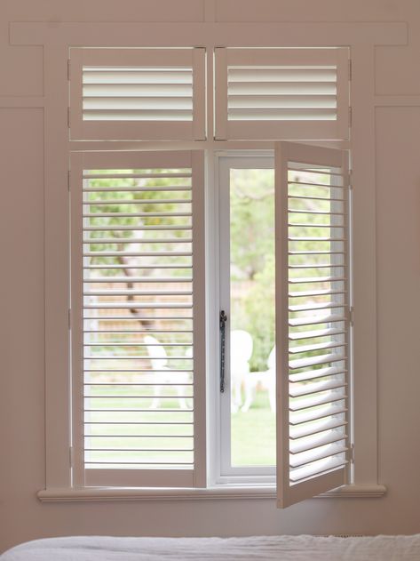 Window Shutters Bedroom, Sliding Door Shutters, White Shutter Blinds, Fisherman's Cottage, Savannah Houses, California Shutters, Bahama Shutters, White Shutters, Fishing Shack