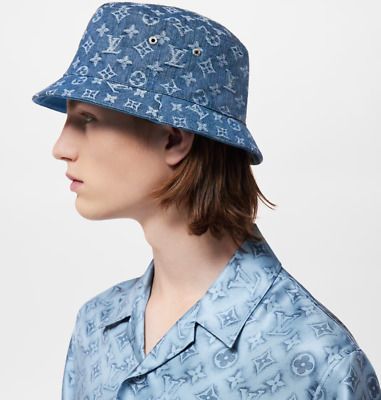 ad eBay - Detailed with a Monogram pattern on one side, the hat is created using a jacquard weave technique and features a solid color on the reverse. A Louis Vuitton signature adds a finishing touch to this reversible style. Denim Bucket Hat, Monogram Pattern, Jacquard Weave, Louis Vuitton Monogram, Bucket Hat, Louis Vuitton, Monogram, Solid Color, Collectibles