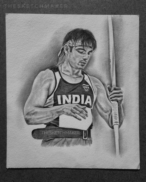 Neeraj Chopra Sketch, Neeraj Chopra Drawing, Reference Portrait Drawing, Harry Potter Sketch, Reference Portrait, Pencil Sketch Portrait, Neeraj Chopra, Pencil Drawing Images, Abstract Pencil Drawings