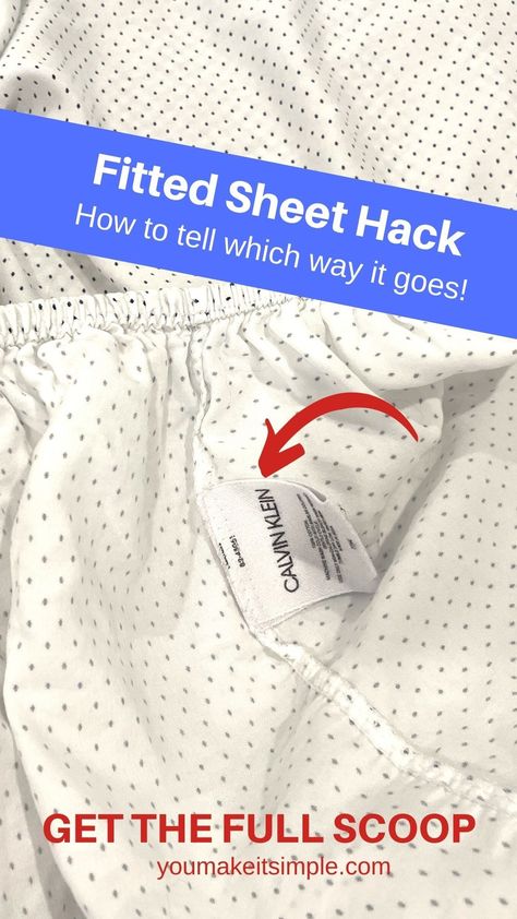 Tired of trying to figure out which way your fitted sheet goes on your bed?

This simple hack works like a charm!

GET THE FULL SCOOP AND OTHER BEDDING TIPS ON MY WEBSITE. Links in bio.

#fittedbedsheethack #bedsheetlabels #sheethacks #diyhacks #youmakeitsimple How To Make Something, Diy Bed Sheets, Tired Of Trying, Make Your Bed, Diy Hacks, Cleaning Organizing, How To Make Bed, Simple Tricks, Fitted Sheet