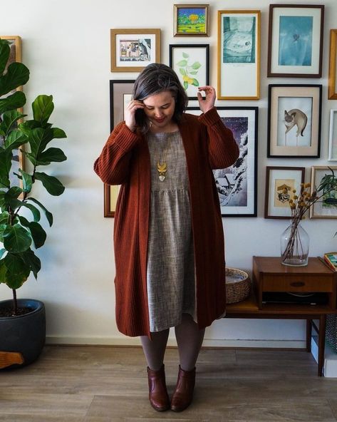 Me Made May – Week Two – Frocks & Frou Frou Madewell Plus Size Outfits, Plus Size Dress With Tights, Teacher Wardrobe Plus Size, Plus Size Boho Professional, Outdoorsy Style Plus Size, Boho Chic Office Outfit, Librarian Style Outfits, Autumn Curvy Outfits, Plus Size Academia Fashion