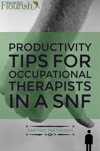 Some great productivity tips for occupational therapists that work in SNFs. | SeniorsFlourish.com #geriatricOT #OT #occupationaltherapy Certified Occupational Therapy Assistant, Occupational Therapy Schools, Geriatric Occupational Therapy, Optometry School, Occupational Therapy Assistant, Skilled Nursing Facility, Occupational Therapy Activities, Physical Disabilities, Acute Care