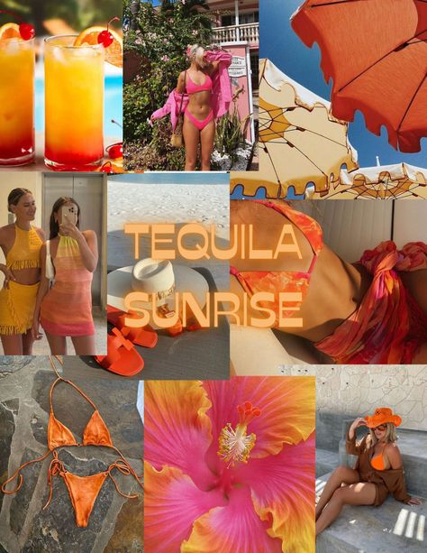 Bachelorette Part Themes Glitz And Glam Aesthetic Bachelorette, Tropical Hens Party, Pink Orange Yellow Bachelorette Outfits, Sunset Theme Party Outfit, Tequila Sunset Bachelorette Theme, Sayulita Bachelorette Party, Tequila Sunrise Birthday Theme, Tequila Sunset Bachelorette, Tequila Sunrise Bachelorette Party