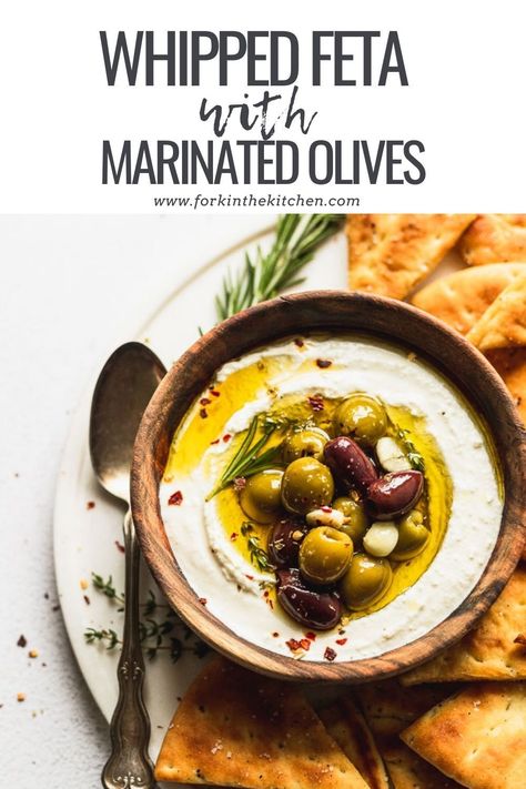 Marinated Olives Recipe, Olive Appetizer, Whipped Feta Dip, Roasted Olives, Easy Dip, Delicious Dips Recipes, Marinated Olives, Cheese Dip Recipes, Olive Recipes