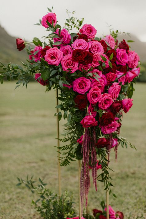 Hot Pink Wedding Flowers, Kona Wedding, Fuschia Wedding, Raspberry Wedding, Magenta Wedding, Modern Elopement, Fuchsia Wedding, Hot Pink Weddings, Pink Wedding Theme