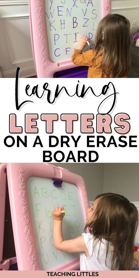 Teach your toddlers letters with this multisensory activity using a dry erase board and eraser. They will learn letter recognition quickly. Letter Learning Activities, Number Recognition Activities, Educational Activities For Toddlers, Educational Toddler Activities, Toddler Parenting, Multisensory Activities, Toddler Essentials, Preschool Homeschool, Teaching Toddlers