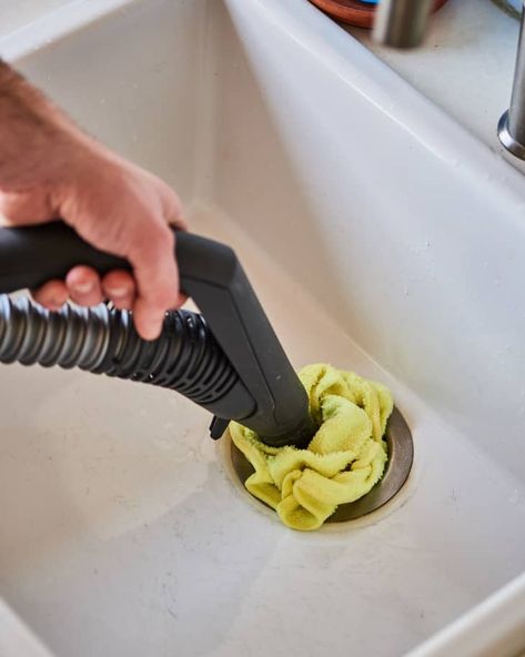 How to Unclog a Drain With a Vacuum, Step by Step | Apartment Therapy Shower Drain Unclogger, Unclog A Drain, Unclogging Drains, Drain Unclogger, Unclog Sink, Clogged Drains, Unclog Drain, Diy Plumbing, Clogged Drain