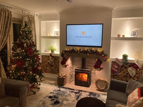 Media Wall With Log Burner, Log Burner Living Room, Alcove Cupboards, Media Walls, Living Room Decor Fireplace, Living Room Shelves, Log Burner, Home Fireplace, Media Wall