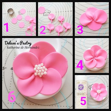 How To Make Fondant Flowers Easy, How To Make Flowers With Fondant, Fondant Flowers On Cake, How To Make Fondant Flowers Tutorials, Fimo Flowers Tutorial, Fondant Flower Tutorial Step By Step, How To Make Fondant Flowers, Fondant Flowers Tutorial, Easy Fondant Flowers