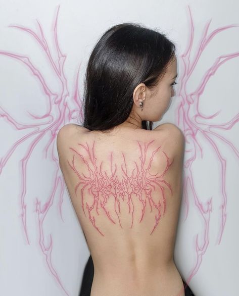 Japanese Back Tattoo, Red Tattoo Ideas, Lavender Tattoo, Red Tattoo, Sharpie Tattoos, Back Tattoos For Guys, Red Ink Tattoos, Red Tattoos, Sweet Lover