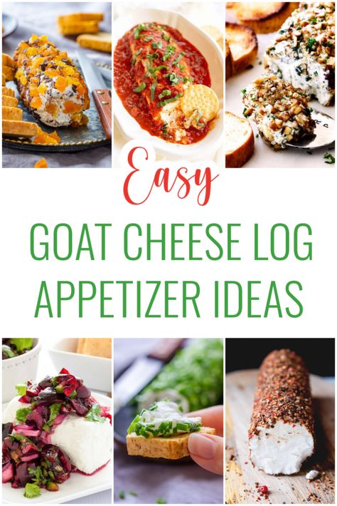 You’ll love these easy goat cheese log appetizer ideas. There are so many ways to add delicious ingredients to goat cheese and transform it into an elegant appetizer that’s sure to be a crowd pleaser. Goat Cheese On Charcuterie Board, Appetizer Goat Cheese, Goat Cheese And Jam Appetizer, How To Serve Goat Cheese, Goat Cheese Log Appetizer, Fig Goat Cheese Appetizer, Goat Cheese Log Recipes, Goat Cheese Appetizer Easy, Goat Cheese Recipes Appetizers