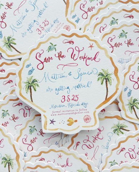 Bachelorette Invites, Coastal Wedding Invitations, Beach Party Invitations, Shell Yeah, Seashell Wedding, Nantucket Wedding, Bahamas Wedding, Beachy Wedding, Beach Wedding Colors