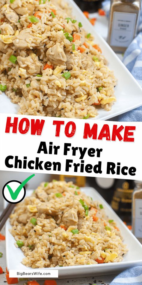 Chicken Fried Rice Air Fryer, Airfryer Chicken Fried Rice, Air Fryer Fakeaway, Air Fryer Recipes Rice, Air Fryer Chicken Fried Rice, Air Fryer Fried Rice, Air Fryer Rice, Homemade Chicken Fried Rice, Air Fryer Recipes Dessert