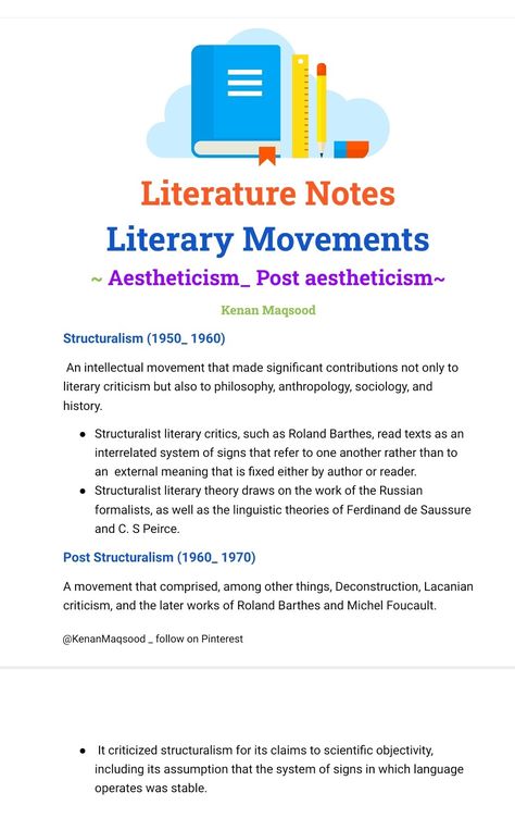 Aestheticism and post aestheticism title was written mistakenly . Literary movements and history of English literature... Structuralism Literary Theory, Literary Movements, Post Structuralism, Structuralism, History Of English Literature, Literature Notes, History Of Literature, Literature Study Guides, English Literature Notes