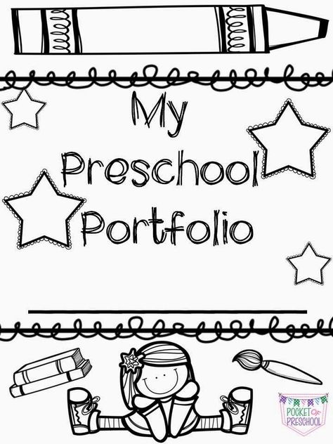 Design For Portfolio In School, Design For Portfolio, Preschool Memory Book, Preschool Portfolio, Preschool Journals, Preschool Assessment, Kindergarten Portfolio, All About Me Preschool, Student Portfolios