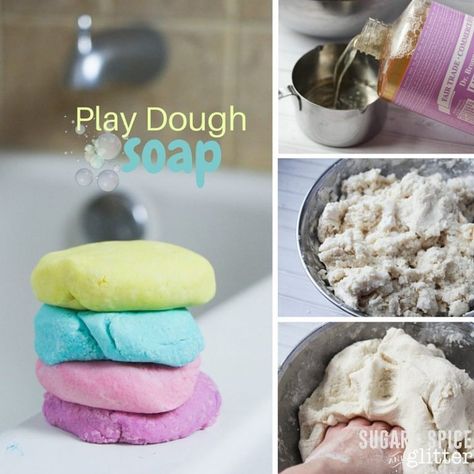 How to make play dough soap - the most fun way to get clean! Play Dough Soap, Gluten Free Playdough, Jelly Soap, Cold Process Soap Recipes, Make Soap, Homemade Jelly, Homemade Playdough, Homemade Soap Recipes, Homemade Bath Products