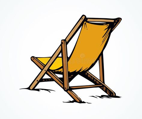 Camping Chair Illustration, Beach Chair Drawing, Beach Chair Illustration, Picnic Chair, Pool Sand, Chair Drawing, Beach Drawing, Beach Shore, Freehand Drawing