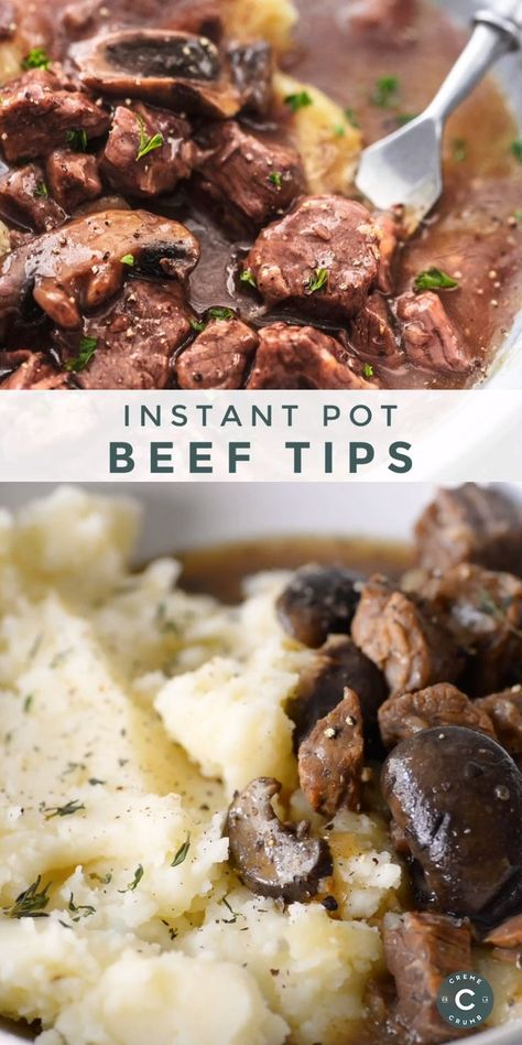 Rib Eye Instant Pot Recipe, Instant Pot Beef Tips With Mushrooms, Beef Tips In Pressure Cooker, Steak Tips Recipe Instant Pot, Beef Tenderloin Recipes Instant Pot, Beef Cubes Recipe Instant Pot, Instant Pot Recipes Beef Tips, Steak Tips Instant Pot, Instapot Recipes Videos