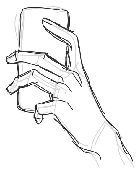 Holding Phone, Drawing Body Poses, Seni Dan Kraf, Hand Drawing Reference, Cool Pencil Drawings, Hand Reference, Body Reference Drawing, Hand Sketch, Reference Poses