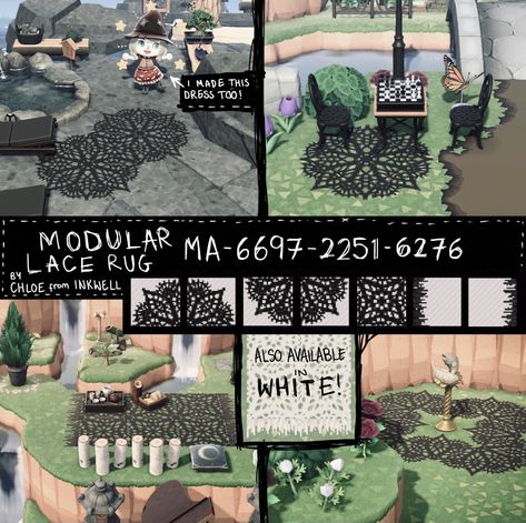 Acnh Halloween Code, Goth Rug, Lace Rug, Spooky Island, Urban Island, Animals Crossing, Ac New Leaf, Animal Crossing Guide, Acnh Designs