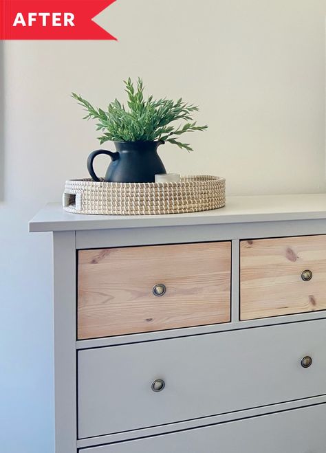 IKEA HEMNES Dresser Flip - Before and After Photos | Apartment Therapy Ikea Hemnes Dresser Flip, Dresser Makeover Diy Paint, Hemnes Dresser Makeover, Ikea Hemnes Dresser Makeover, Hemnes Sideboard, Hemnes Dresser Hack, Ikea Hemnes Nightstand, Hemnes Nightstand, Dresser Flip