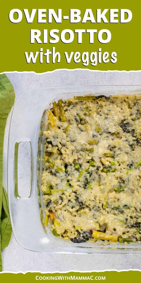 Oven-Baked Risotto with Vegetables Risotto Oven Baked, Risotto In The Oven, Oven Cooked Recipes, Oven Baked Risotto Recipes, Oven Risotto Recipes, Baked Risotto Recipes, Pitta Diet, Vegetable Risotto Recipes, Oven Risotto