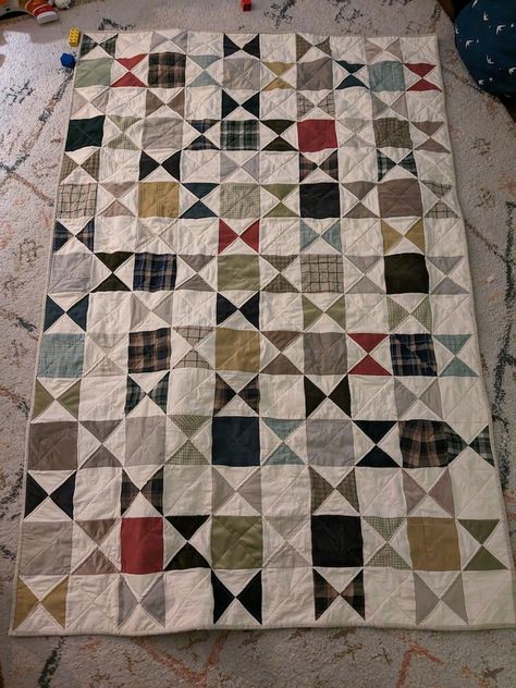 Hour Glass Memory Quilt Blanket Made From a Loved One's Clothing - Etsy Australia Quilt For Boyfriend, Memory Quilt Patterns, Memory Quilts From Clothes Men, Quilts For Men, Memories Quilt, Kim Diehl Quilts, Patchwork Throw, Unique Quilts, Half Square Triangle Quilts