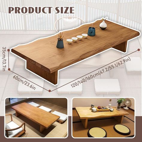 Amazon.com: Modern Tatami Coffee Table,Large Size Japanese Floor Low Table,Multifunctional Rectangular Wooden Tea Table,for Living Room,Dining Room,Tea,Tatami(120x60x35cm) : Home & Kitchen Floor Dining Table Ideas, Japanese Floor Table, Japanese Tea Table, Japanese Dining Table, Low Dining Table, Coffee Table Large, Japanese Table, Dining Table Dimensions, Reading Table