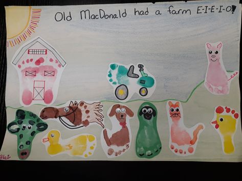 Farm Crafts For One Year Olds, Cow Infant Art, Farm Daycare Crafts, Farm Lesson Plans For Infants, Farm Animal Feet Print, Farm Animal Handprints, Footprint Farm Animal Crafts, Farm Activities Infants, Old Mcdonald Had A Farm Craft