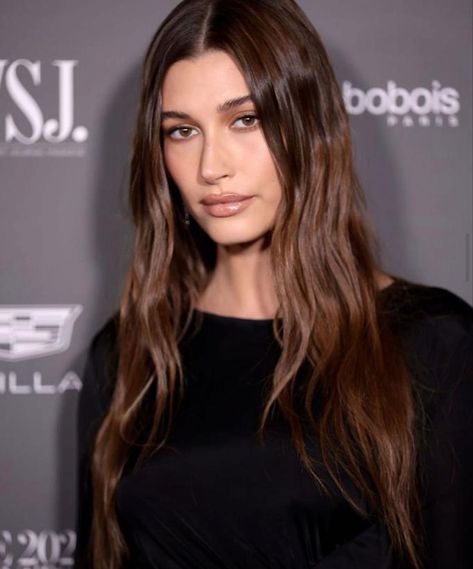 Hailey bieber fall glam, hailey bieber makeup, hailey bieber inspired makeup, fall lookbook, fall makeup Spring Hair Color Trends, Hailey Rhode, Brown Hair Looks, 2023 Hair, Chocolate Hair, Spring Hair Color, Long Brown Hair, Hair Color And Cut, Hair Inspo Color